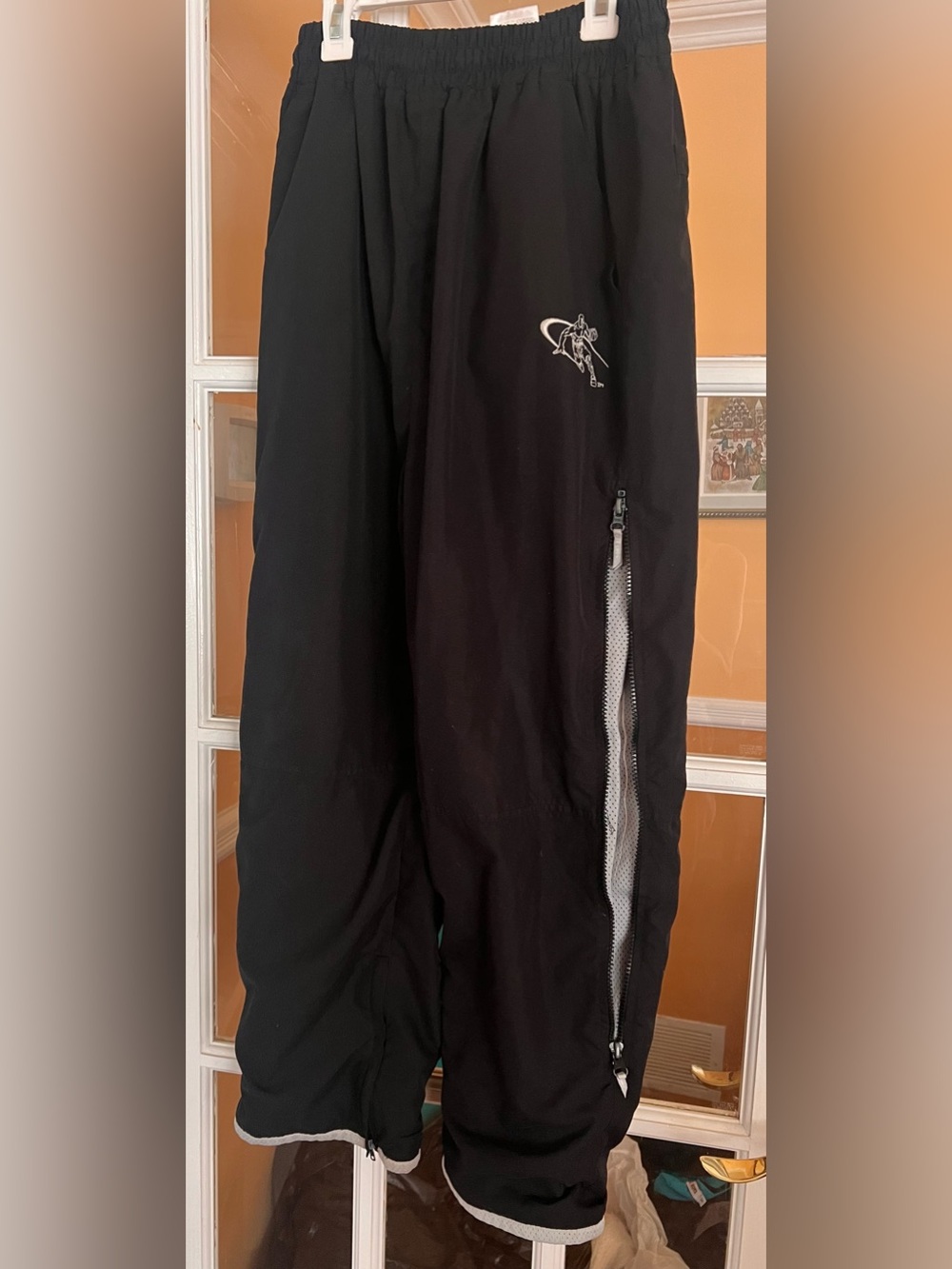 vintage black AND1 mesh-lined basketball warm-up track pants boys XL tie waist